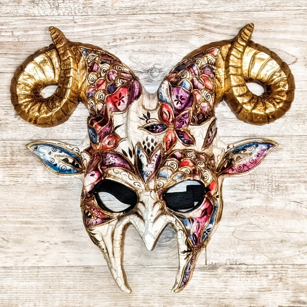 Enchanted Forrest Ram Gargoyle Masquerade Mask Halloween Party Woodland Fairytal - Picture 3 of 3